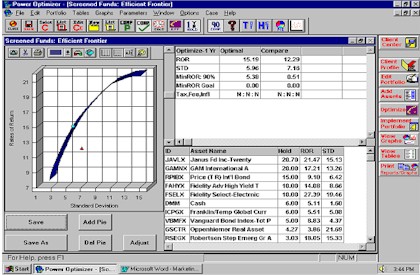 Image of an efficient frontier from a portfolio optimizer.